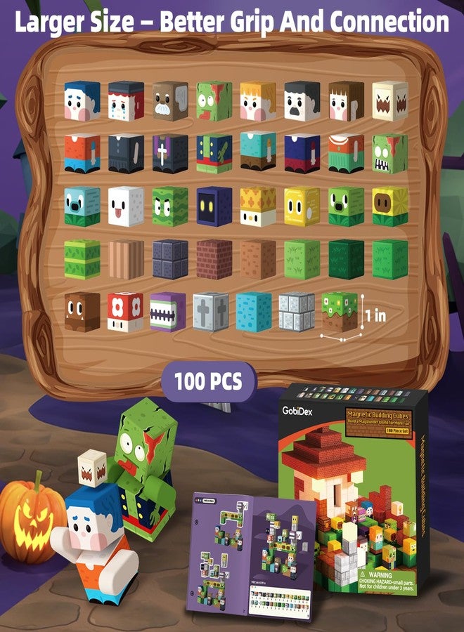 GobiDex 100PCS Magnetic Blocks Game-Based Kid Building Toys for Boys Girls 3+, Build MagWonder World with Zomblock Magnets Cubes, Upgraded STEM Game Sensory Gift for Birthday - Image 2